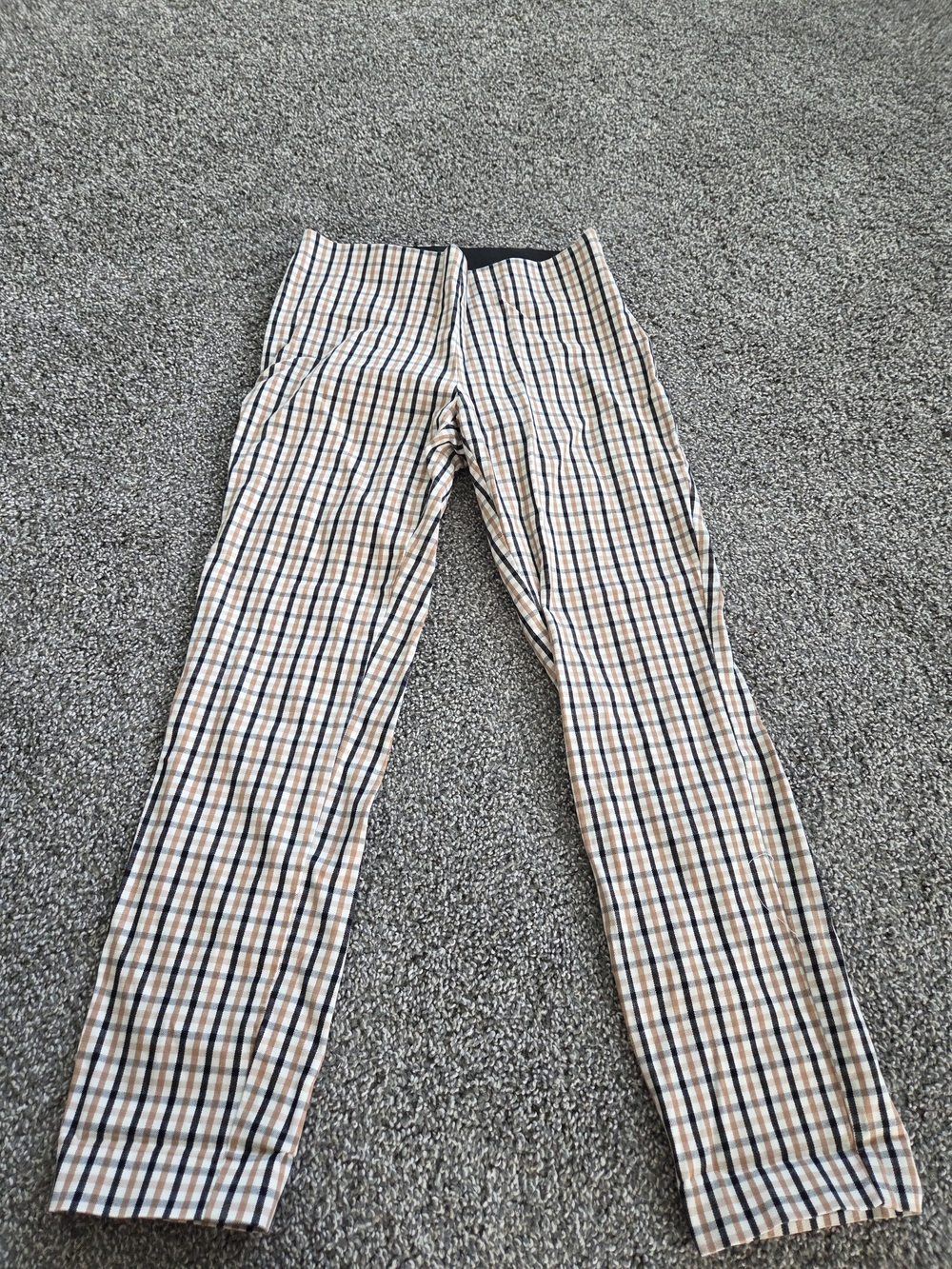Womens Plaid Stretch Pants - Beige and Black